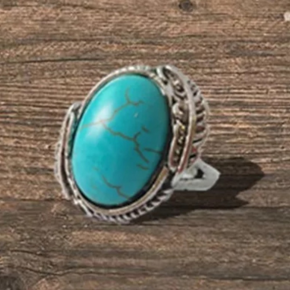 New Vintage Silver Turquoises Ring for Women - Picture 2 of 2